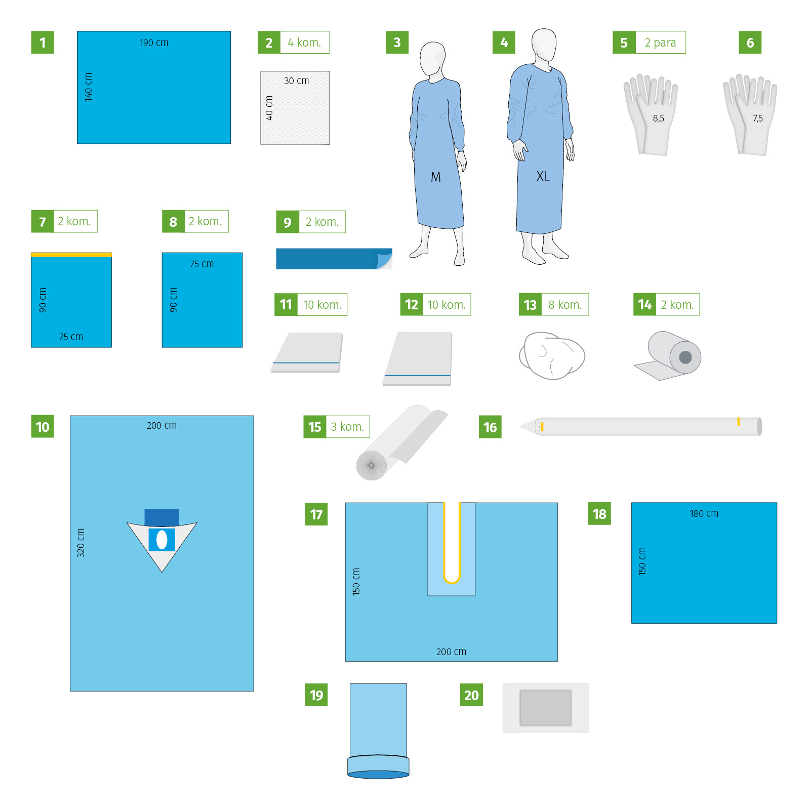 Meditex Knee arthroscopy set III, sterile